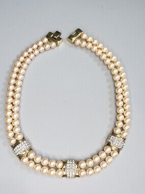 AFJ Vintage DoubleStrand Faux Pearl Necklace with Gold Clasp - Blush Pearls